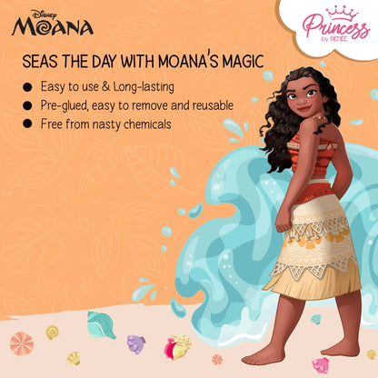 Princess by RENEE Disney Moana’s Stick On Nails, For Preteens, Pack of 24