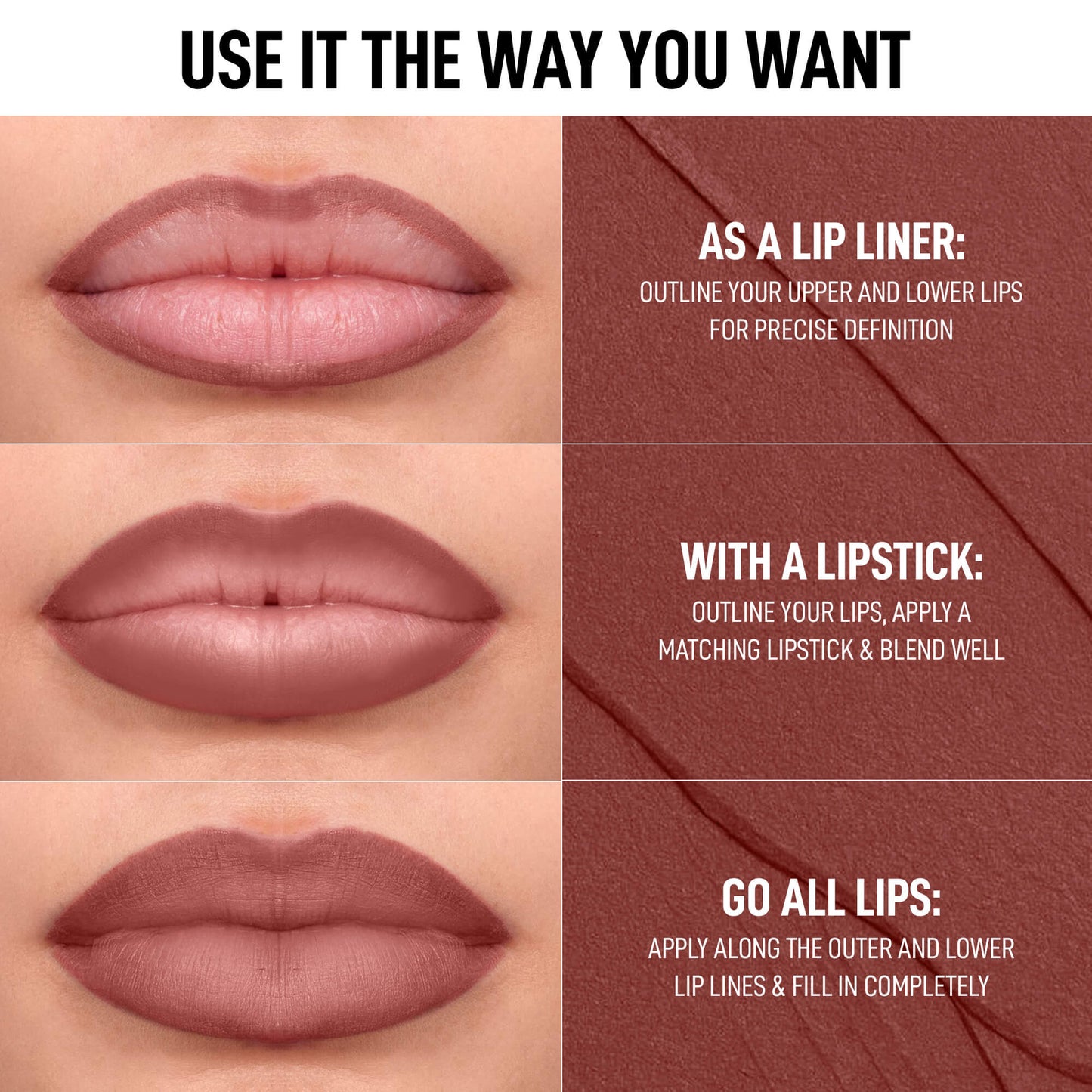 RENEE Curve Matte Lip Liner With Sharpener, 2.5g