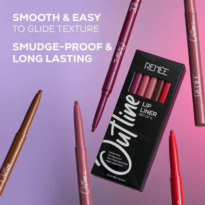 RENEE Outline Smudge-proof, Matte Lip Liner, Set of 5