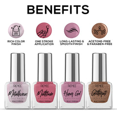 RENEE Nail Paint - Rose Perfection Combo of 4, 10 ml Each
