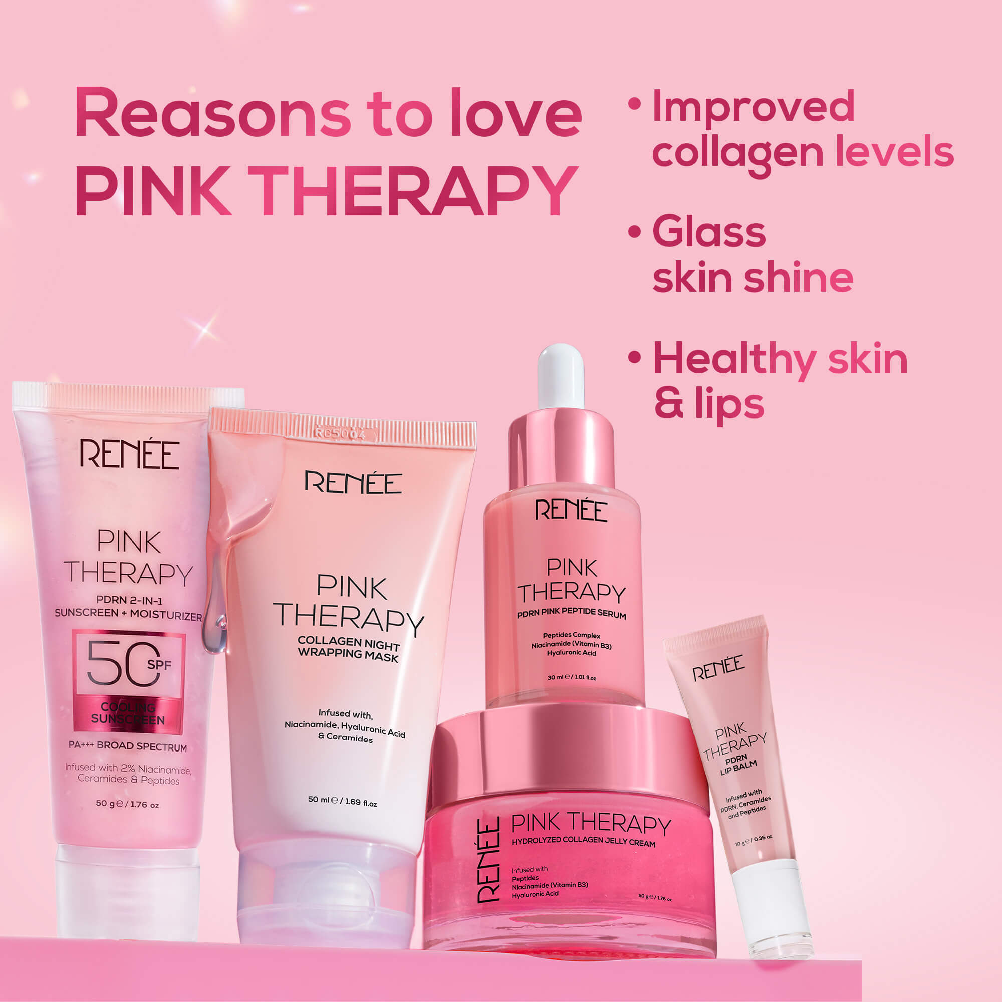 RENEE Pink Therapy Anti-Aging Complete Skincare Set – Renee Cosmetics RENEE Pink Therapy Anti-Aging Complete Skincare Set – Renee Cosmetics