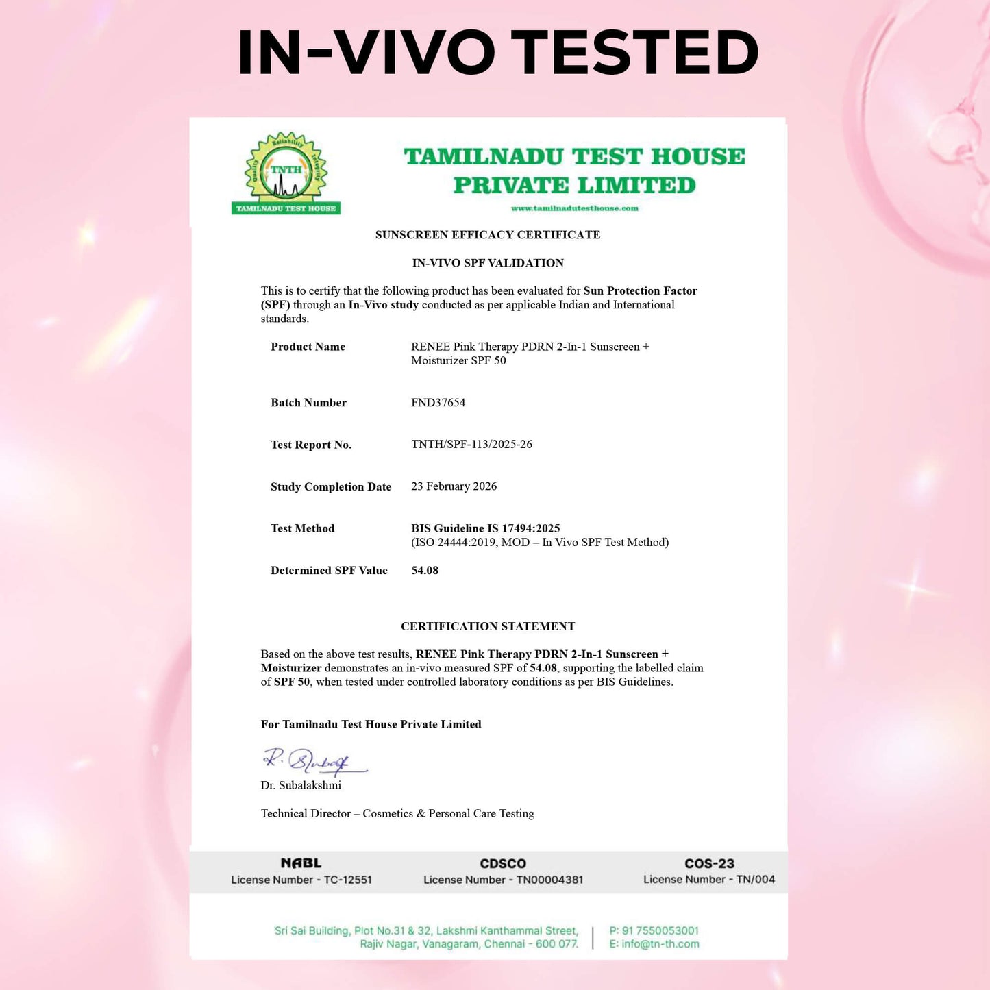 RENEE Pink Therapy PDRN 2-In-1 Sunscreen + Moisturizer | In-Vivo Tested SPF 50 PA+++ With 2% Niacinamide, Ceramides & Peptides, 50g