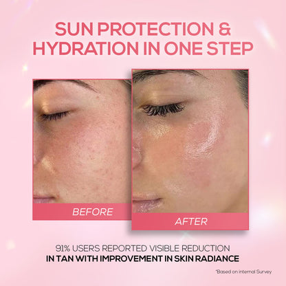 RENEE Pink Therapy PDRN 2-In-1 Sunscreen + Moisturizer | In-Vivo Tested SPF 50 PA+++ With 2% Niacinamide, Ceramides & Peptides, 50g