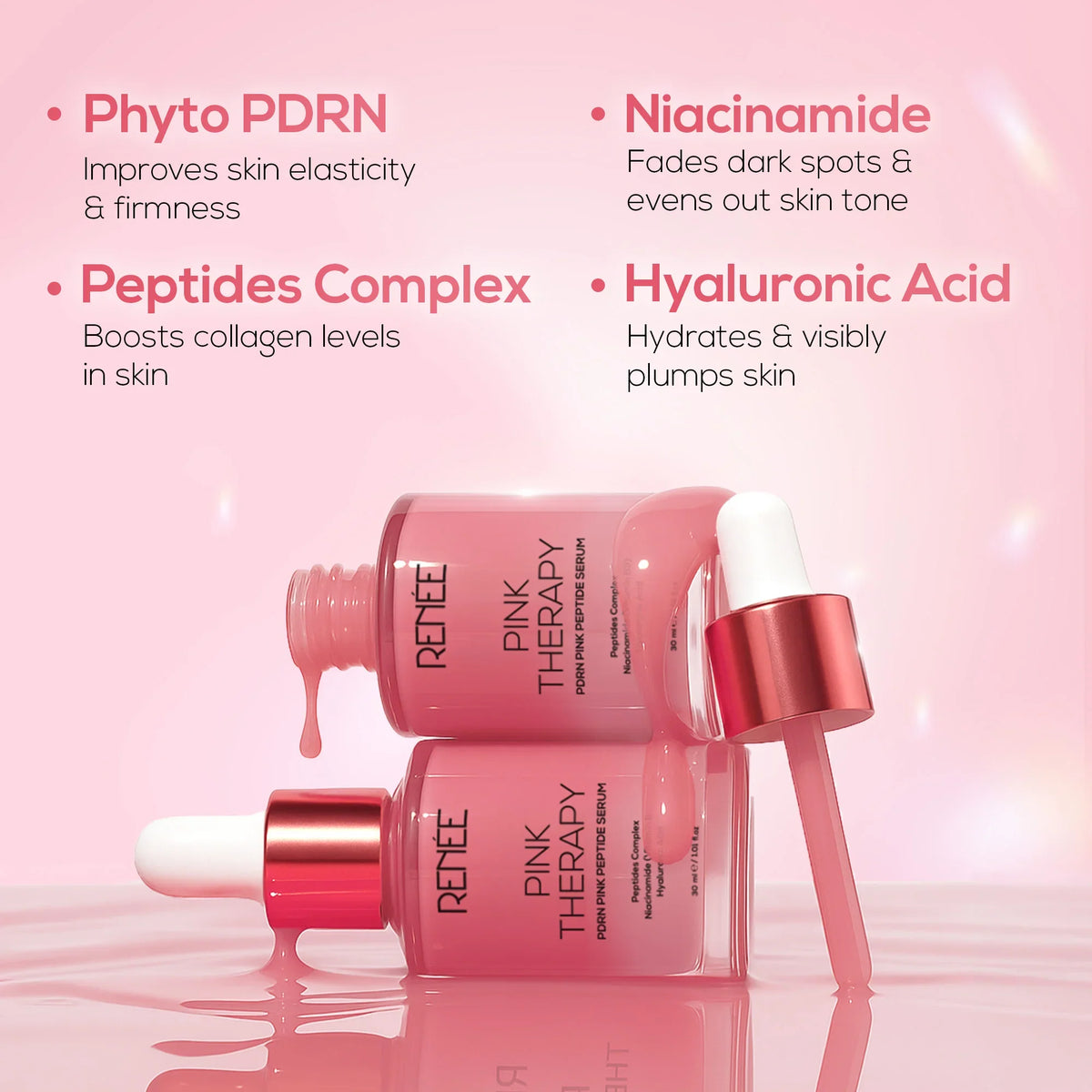 RENEE Pink Therapy PDRN Pink Peptide Face Serum For Glowing, Radiant ...