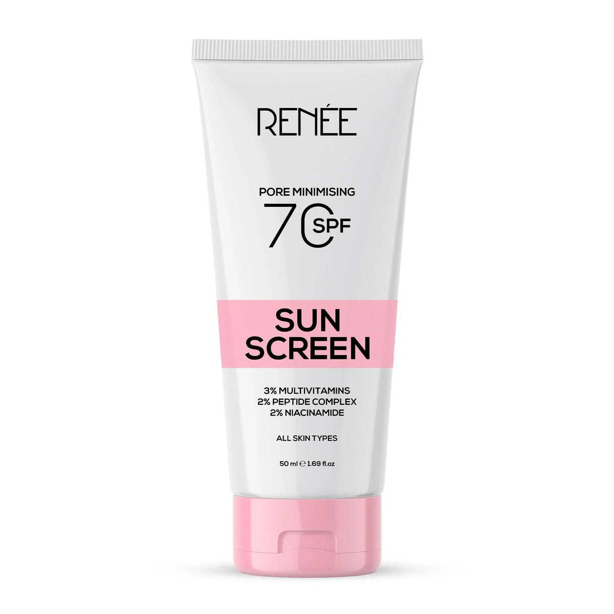 RENEE Pore Minimizing Sunscreen SPF 70 With 2% Niacinamide, 2% Peptide Complex & 3% Multivitamins, 50Ml