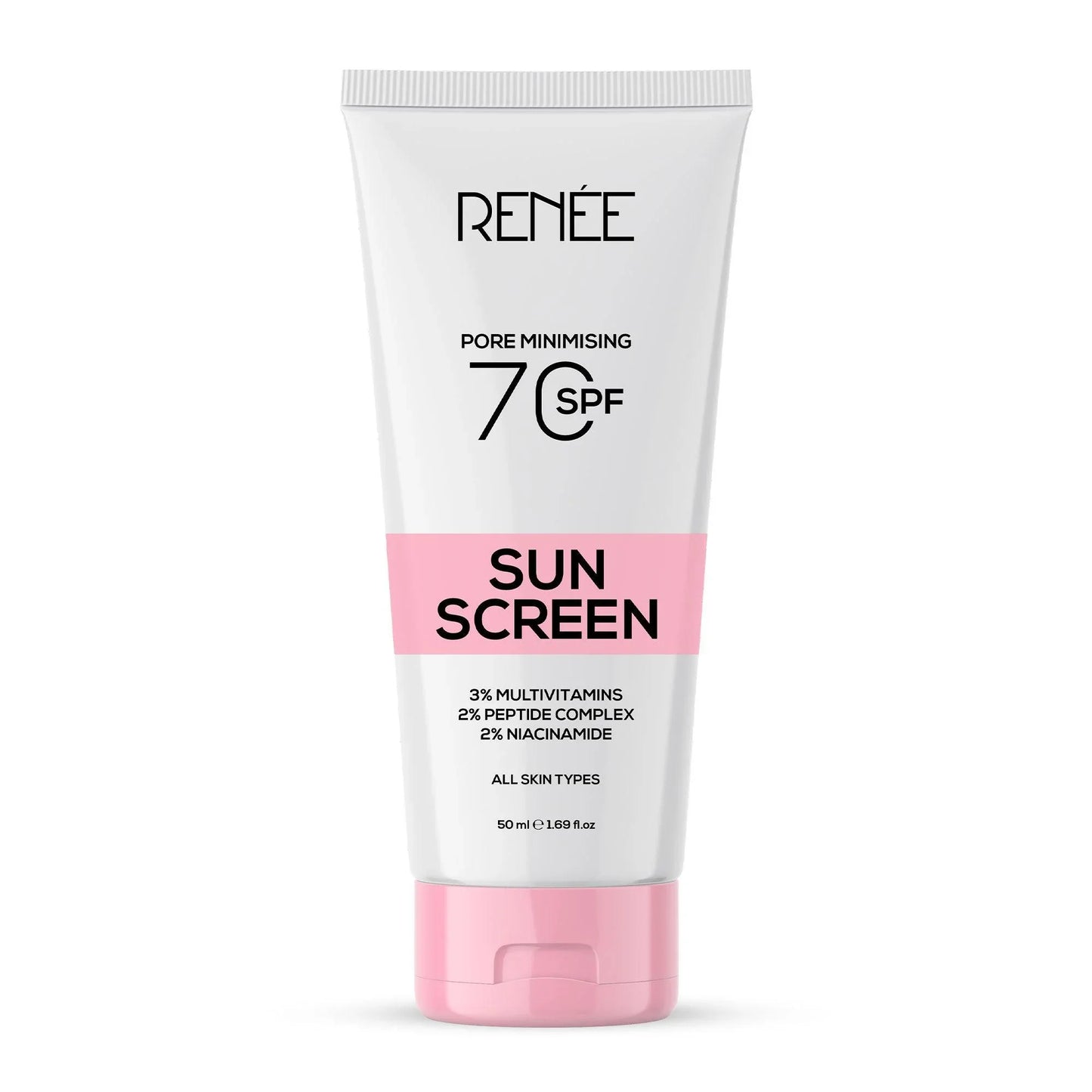 RENEE Pore Minimizing Sunscreen SPF 70 With 2% Niacinamide, 2% Peptide Complex & 3% Multivitamins, 50Ml