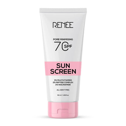 RENEE Pore Minimizing Sunscreen SPF 70 With 2% Niacinamide, 2% Peptide Complex & 3% Multivitamins, 50Ml