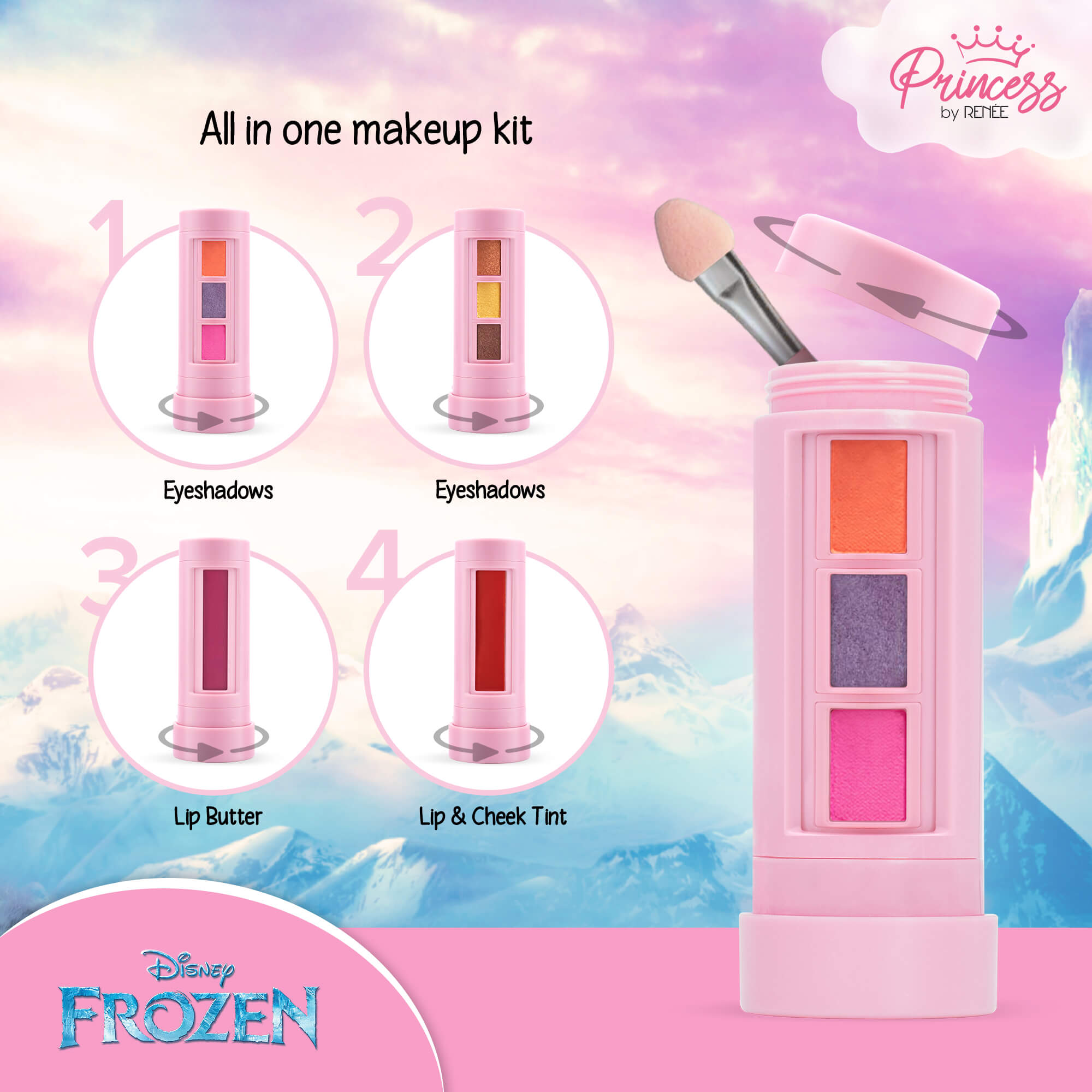 Disney Frozen Princess By RENEE Unicorn Makeup Kit Elsa 7.4 Gm