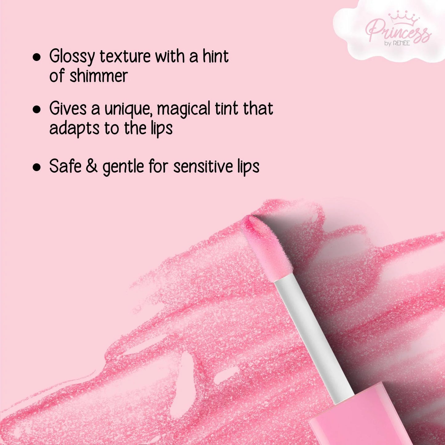 Princess By RENEE Sugar Sparkles Colour Changing Lip Gloss, 4 Ml