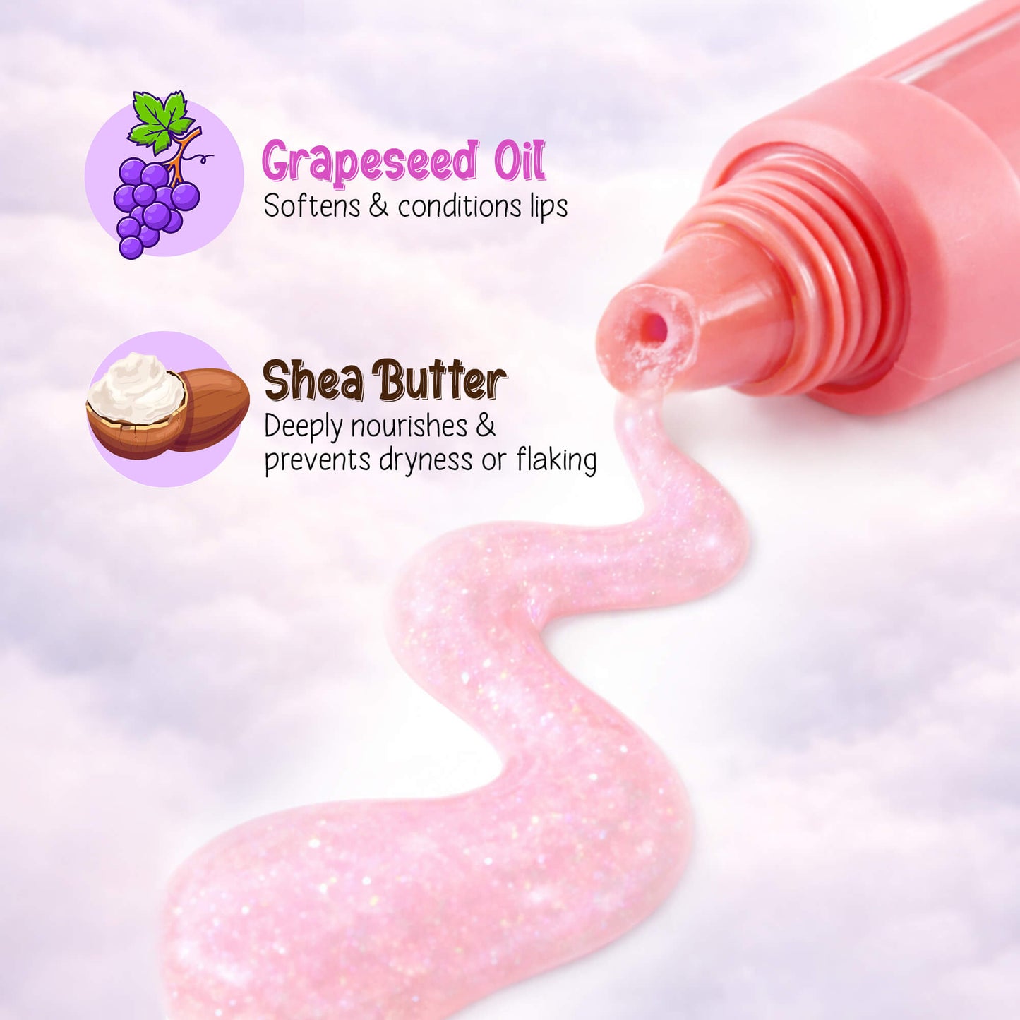 Cloudshine Glitter Lip Gloss For Preteens by Princess by RENEE