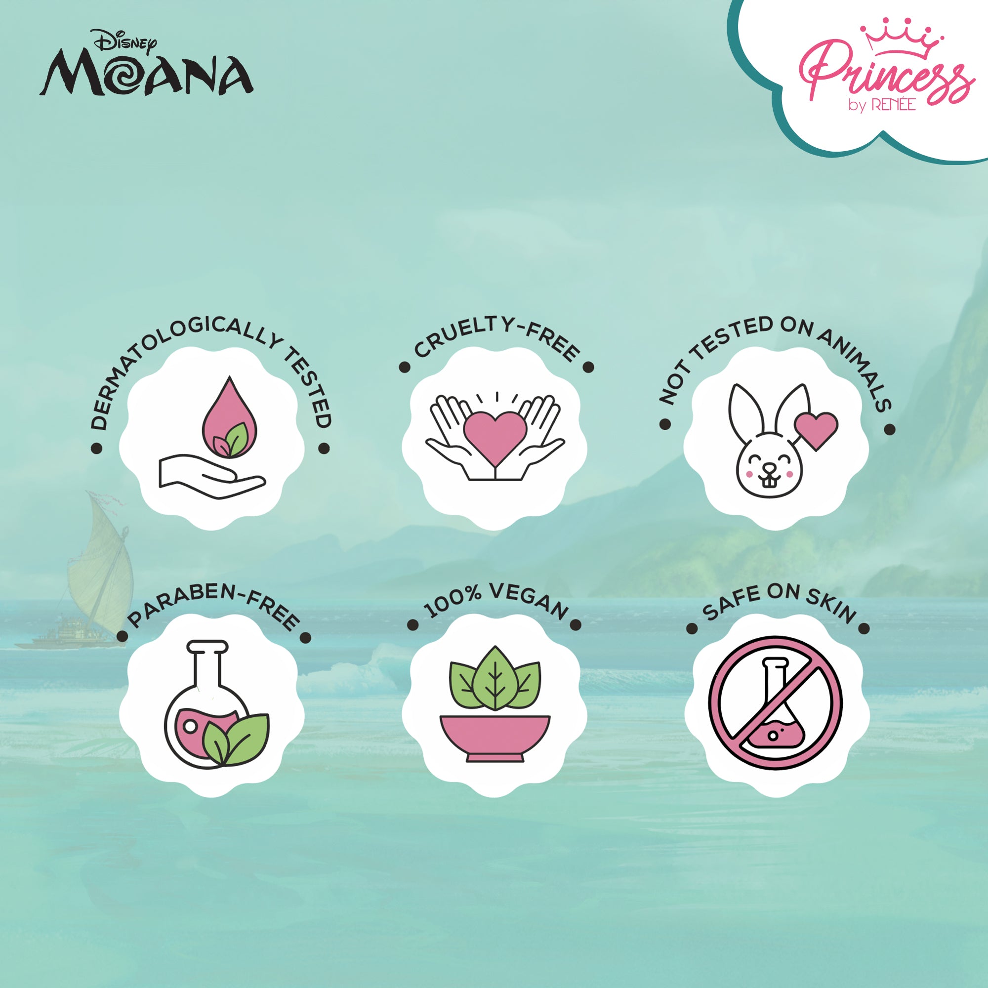Princess By RENEE Disney Moana's Tropical Trio Nail & Lip Kit For