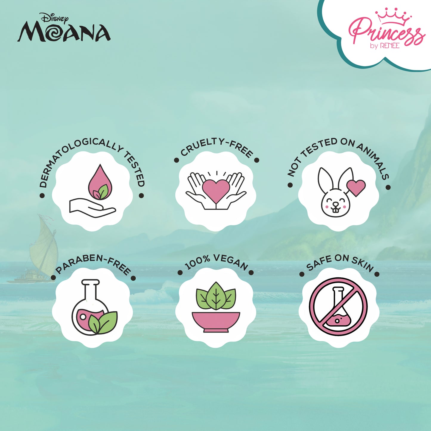 Princess by RENEE Disney Moana’s Tropical Trio Nail & Lip Beauty Set For Preteens