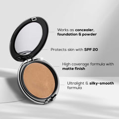 RENEE Pro HD 3-IN-1 Compact, Works as Concealer, Foundation & Powder With SPF 20, 9 Gm