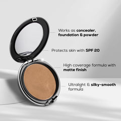 RENEE Pro HD 3-IN-1 Compact, Works as Concealer, Foundation & Powder With SPF 20, 9 Gm
