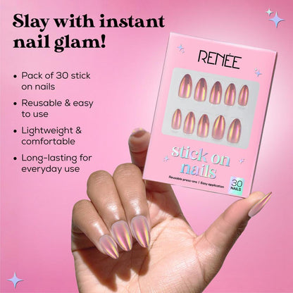 RENEE Stick on Nails With Glue- Pack of 30 Reusable & Long-lasting Nails