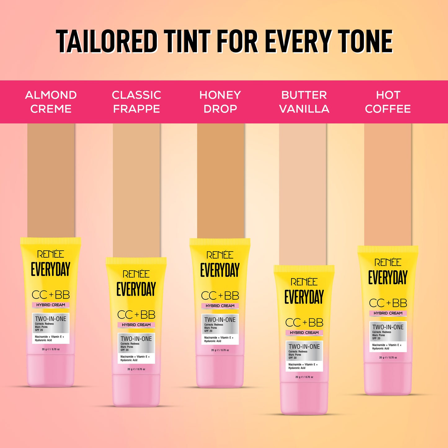 RENEE Everyday CC + BB Hybrid Cream With SPF 20 For Even Skin Tone