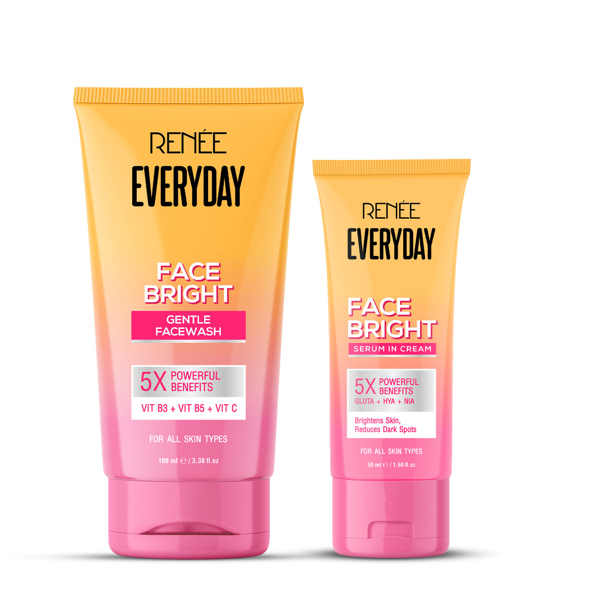 RENEE Everyday Face Bright Gentle Facewash + Serum in Cream Combo of 2 - Facewash + Cream