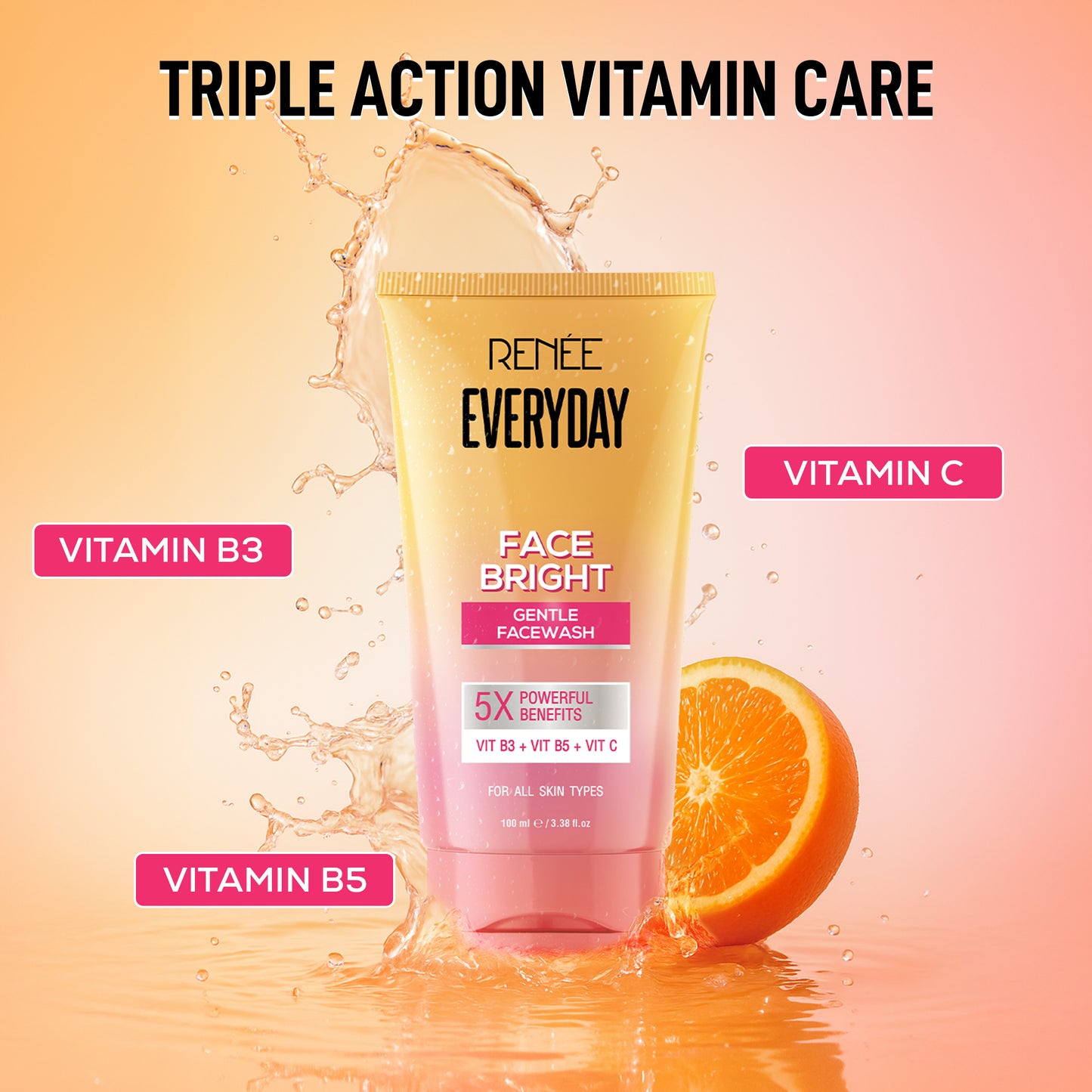 RENEE Everyday Face Bright Gentle Facewash For Fresh, Clean Skin, Pack of 2