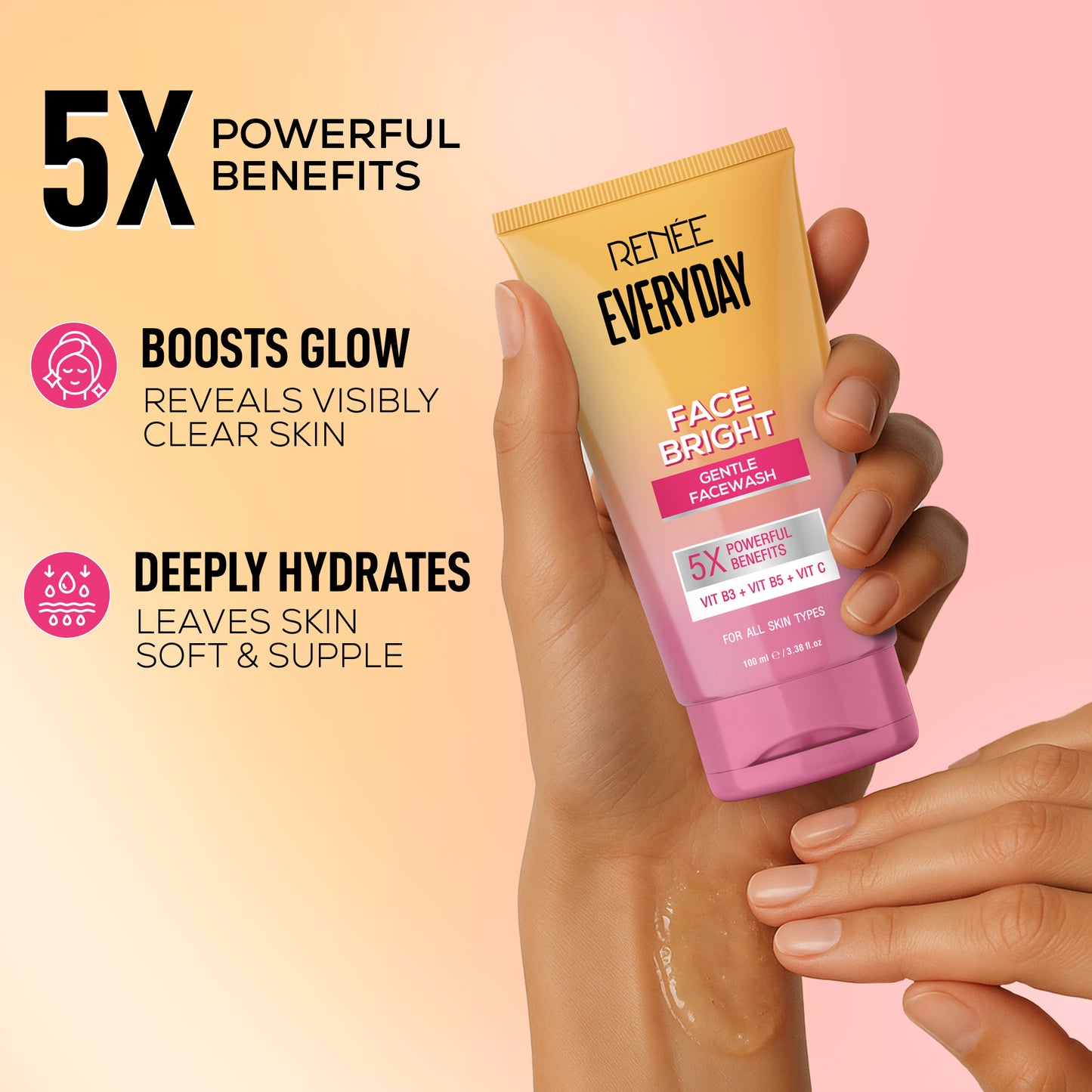 RENEE Everyday Face Bright Gentle Facewash For Fresh, Clean Skin, Pack of 2