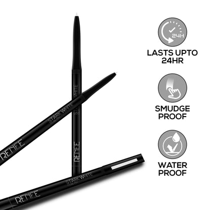 RENEE Stark White Kajal Pen with Sharpener, 0.35gm