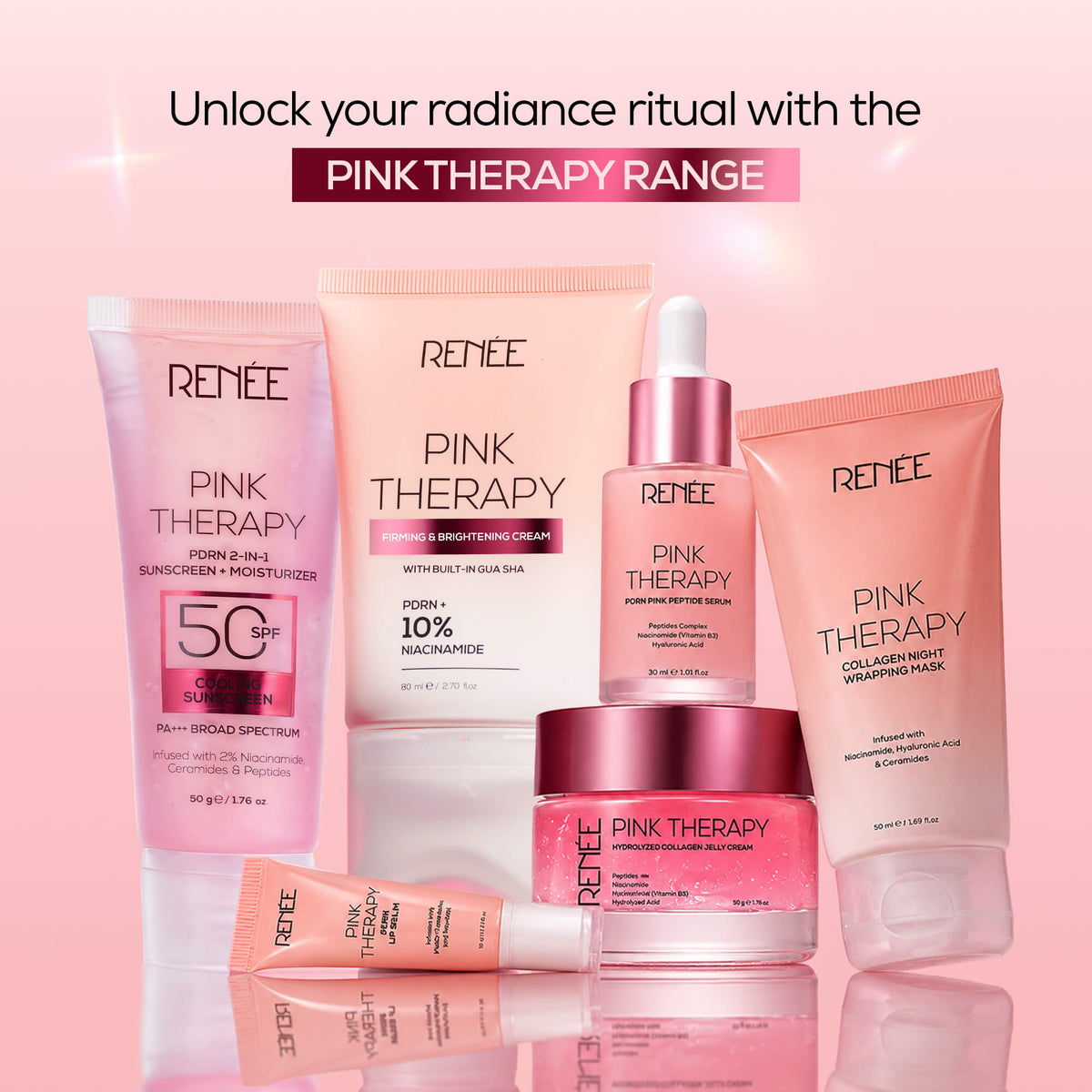 RENEE Pink Therapy Firming & Brightening Cream With Built-In Gua Sha