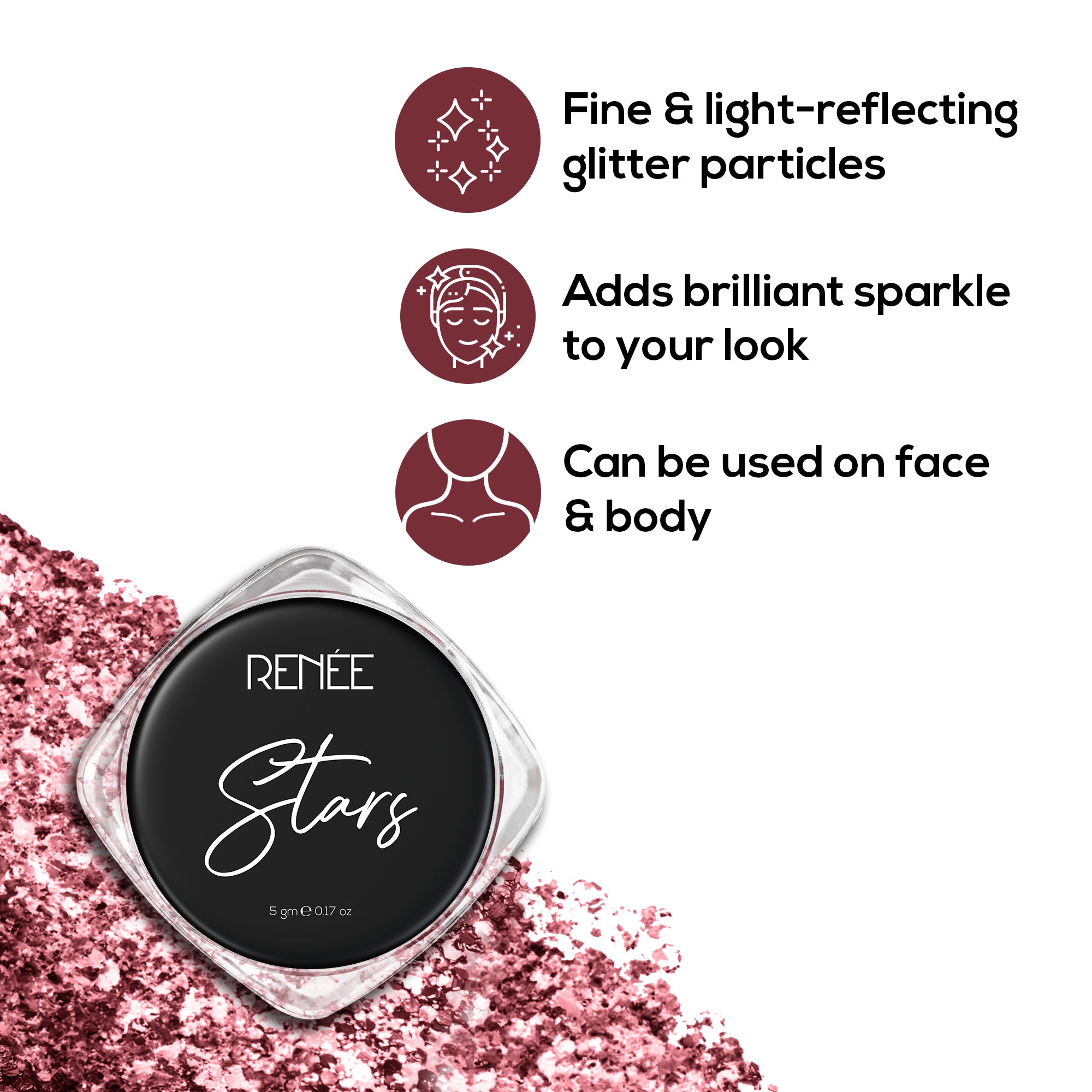 RENEE Stars Face & Body Glitter - 5 Gm