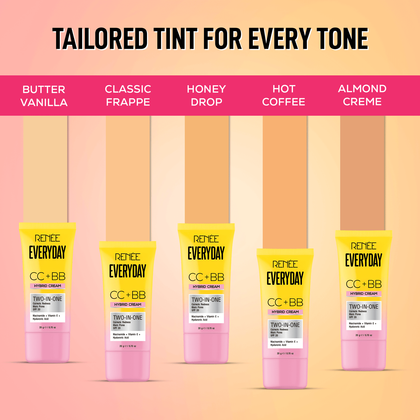 RENEE Everyday CC + BB Hybrid Cream With SPF 20 For Even Skin Tone