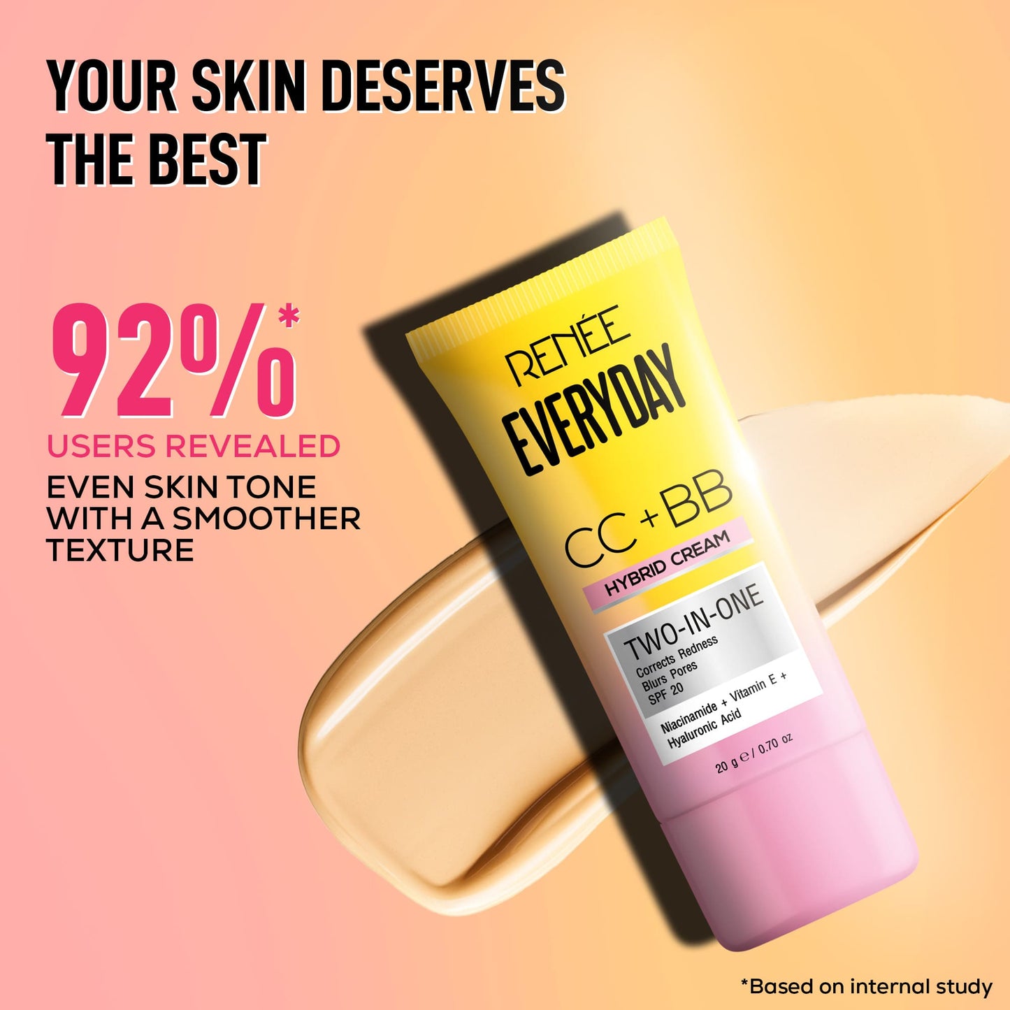 RENEE Everyday CC + BB Hybrid Cream With SPF 20 For Even Skin Tone