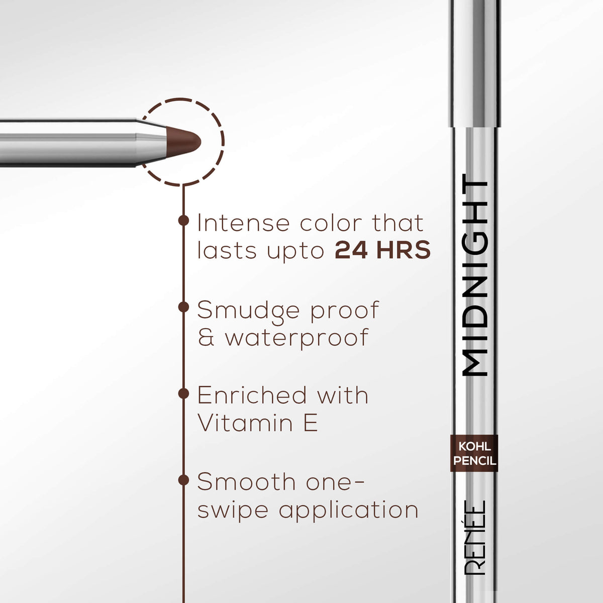 RENEE Midnight Kohl Kajal Pencil, 1.5g