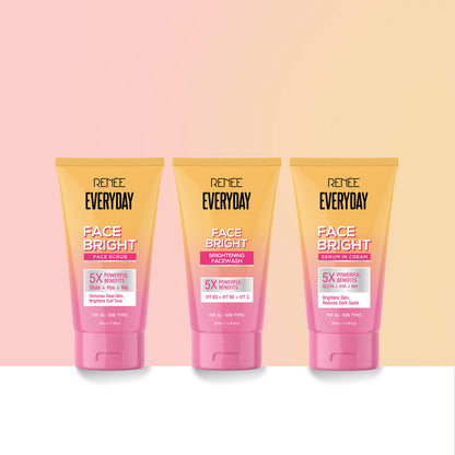 RENEE Everyday Face Bright Daily Skincare Kit With Face Wash, Face Scrub & Serum In Cream For Bright Skin, Travel-Friendly Mini Pack