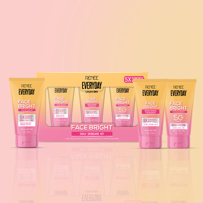 RENEE Everyday Face Bright Daily Skincare Kit With Face Wash, Face Scrub & Sunscreen SPF 50 PA+++ For Bright Skin, Travel-Friendly Mini Pack