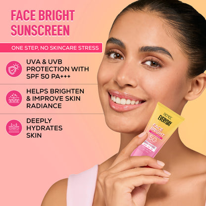 RENEE Everyday Face Bright Daily Skincare Kit With Face Wash, Face Scrub & Sunscreen SPF 50 PA+++ For Bright Skin, Travel-Friendly Mini Pack