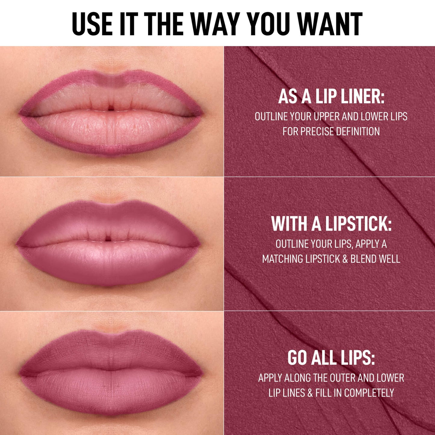 RENEE Curve Matte Lip Liner With Sharpener, 2.5g