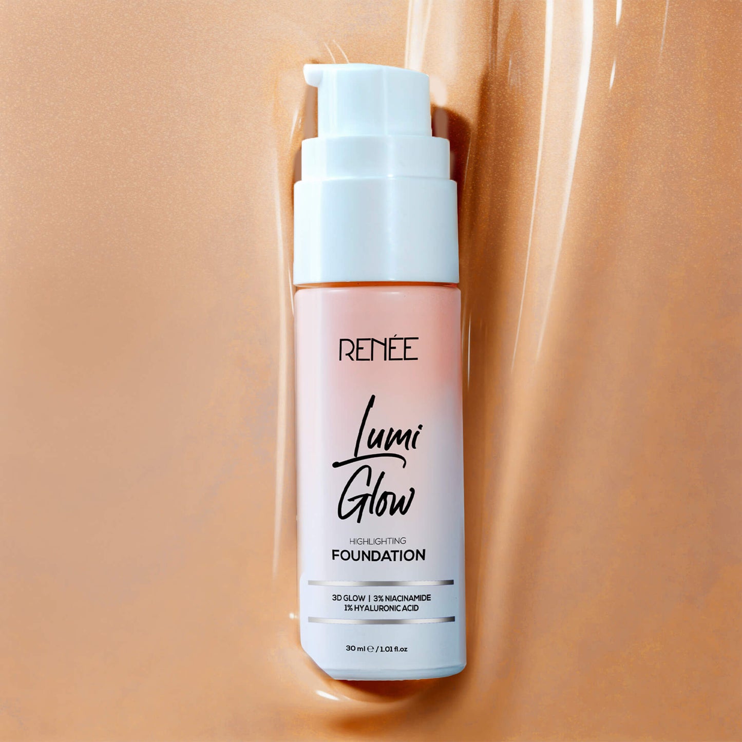 RENEE Lumi Glow Highlighting Liquid Foundation With Dewy Finish, Buildable Coverage & 3D Glow, 30 ml