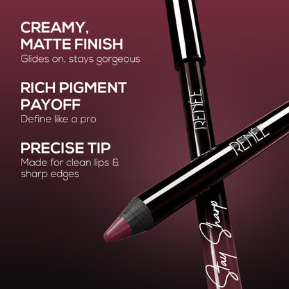RENEE Stay Sharp Matte Lip Liner, Waterproof & Smudge-Resistant