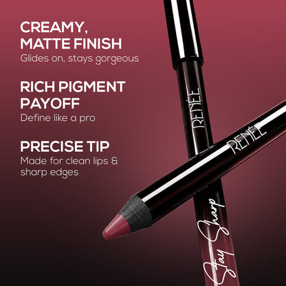 RENEE Stay Sharp Matte Lip Liner, Waterproof & Smudge-Resistant
