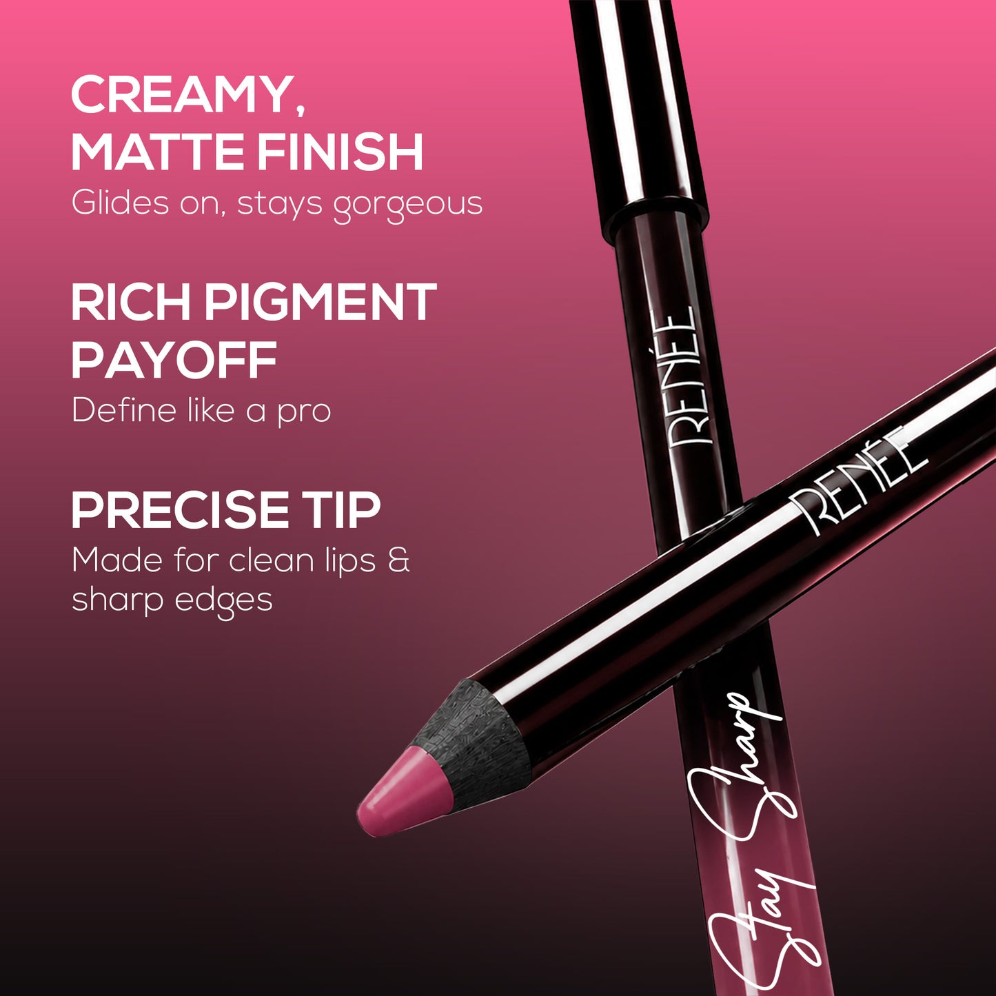 RENEE Stay Sharp Matte Lip Liner, Waterproof & Smudge-Resistant
