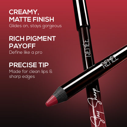 RENEE Stay Sharp Matte Lip Liner, Waterproof & Smudge-Resistant