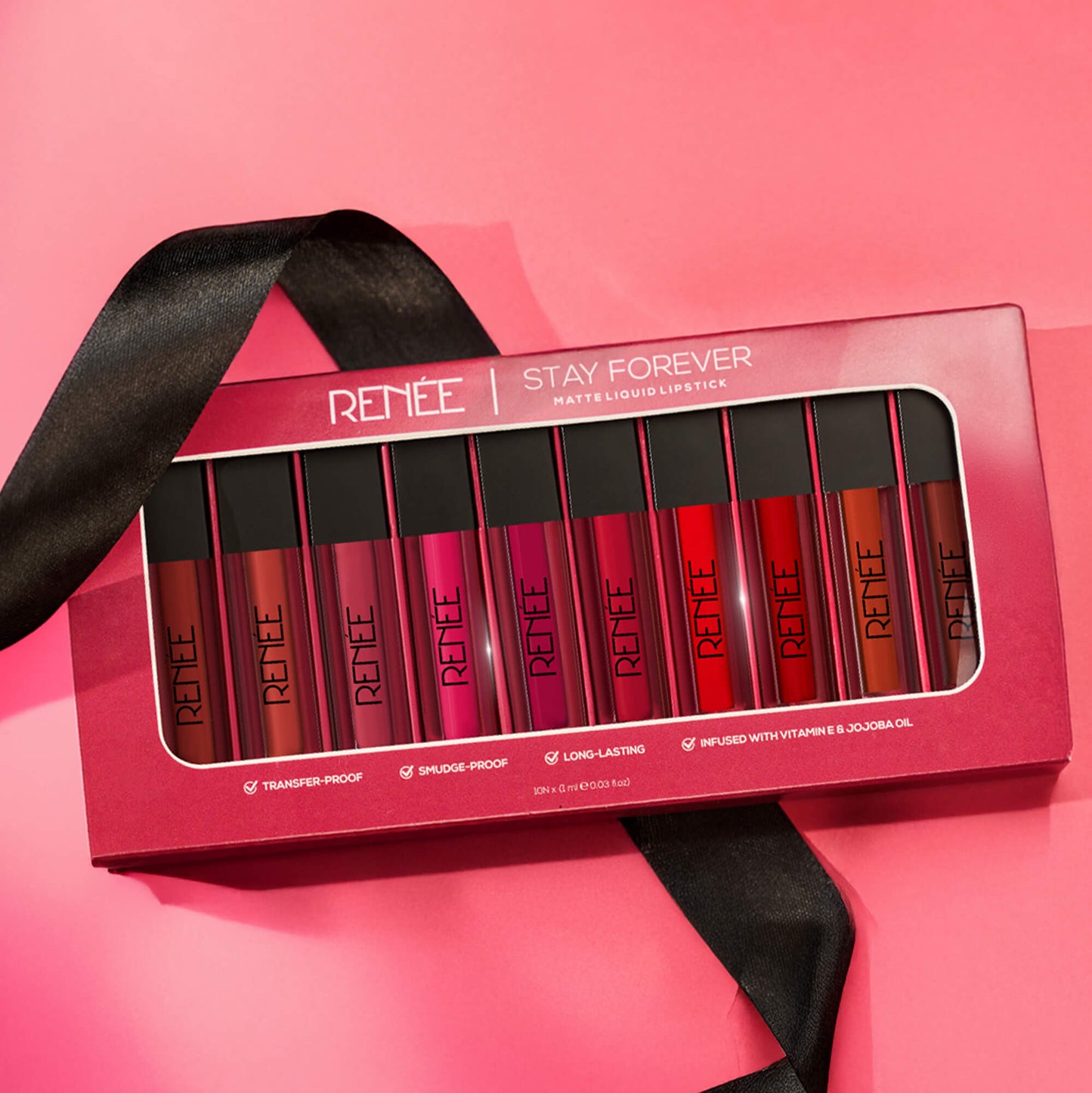 RENEE Stay Forever Matte Liquid Lipsticks Combo of 10, 1ml each