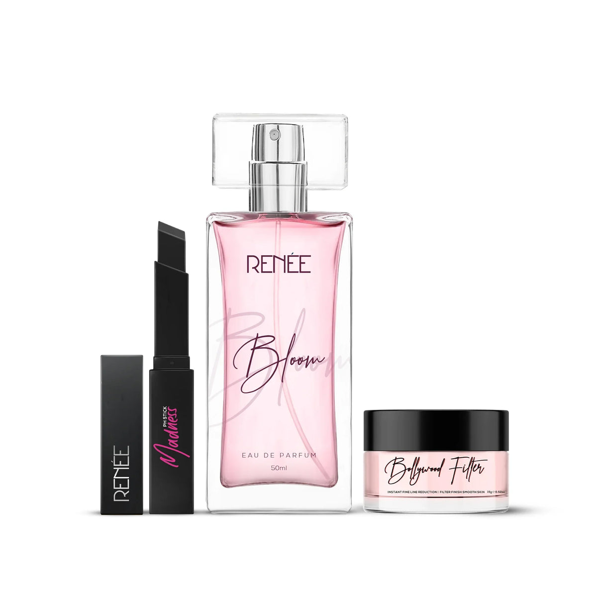 RENEE Daily Glam Set - Madness PH Lipstick, Bloom Perfume & Bollywood ...