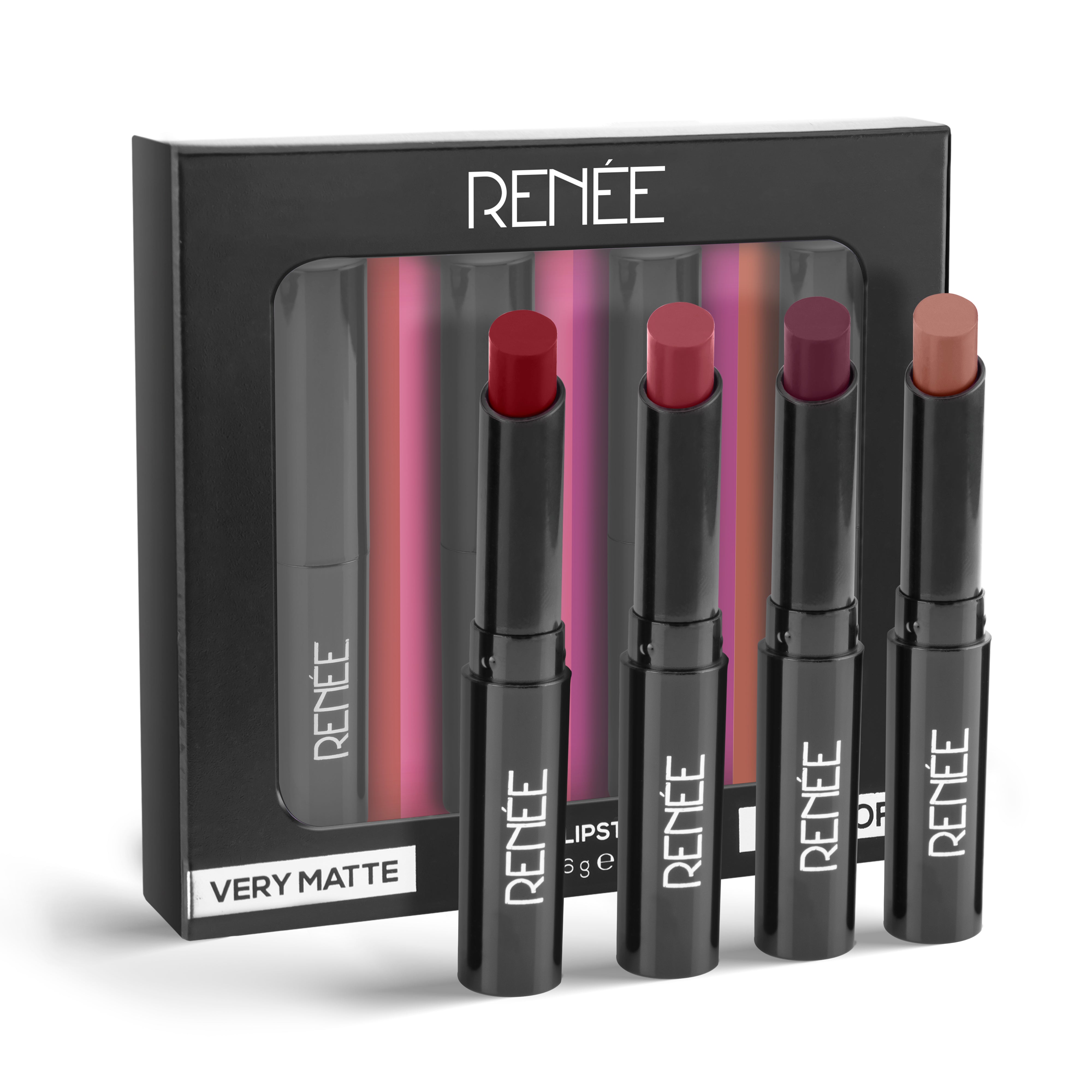 RENEE Very Matte Pack of 4 Matte Lipsticks 1.6gm each