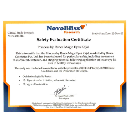 Magic Eyes Kajal Pen For Preteens, Safe & 100% Naturally Derived Ingredients, Ophthalmologically Tested by Princess by RENEE , 0.35 g