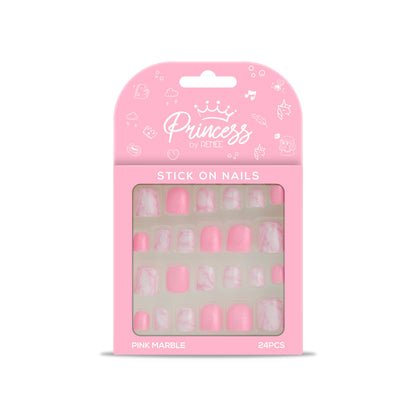 Cloudshine Lip Gloss & Stick-On Nails - Pink Marble Combo for Kids & Preteens by Princess by RENEE