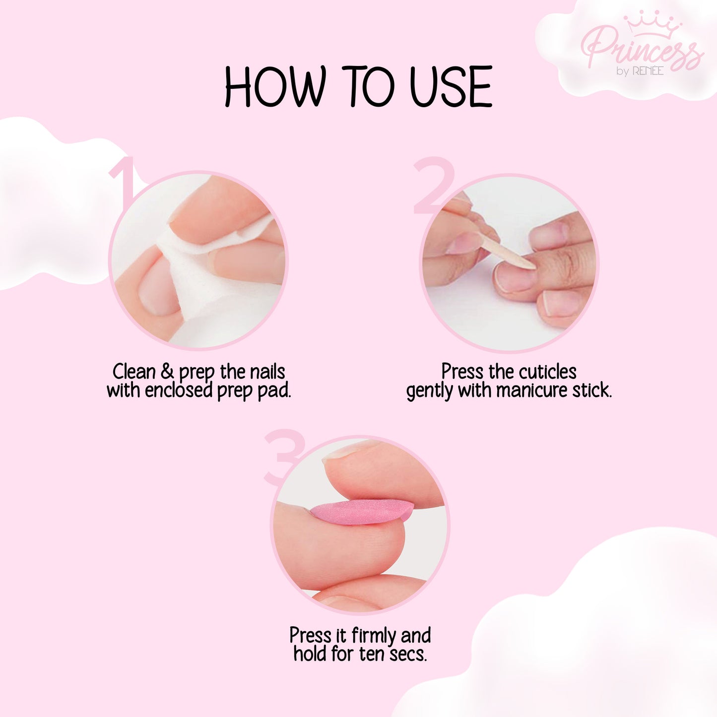Cloudshine Lip Gloss & Stick-On Nails - Pink Marble Combo for Kids & Preteens by Princess by RENEE