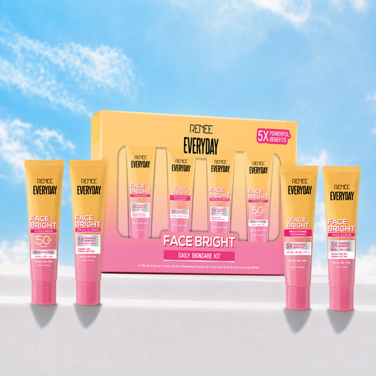 RENEE Everyday Face Bright Daily Skincare Kit With Face Wash, Face Scrub, Serum In Cream & Sunscreen For Bright Skin, Travel-Friendly Mini Pack