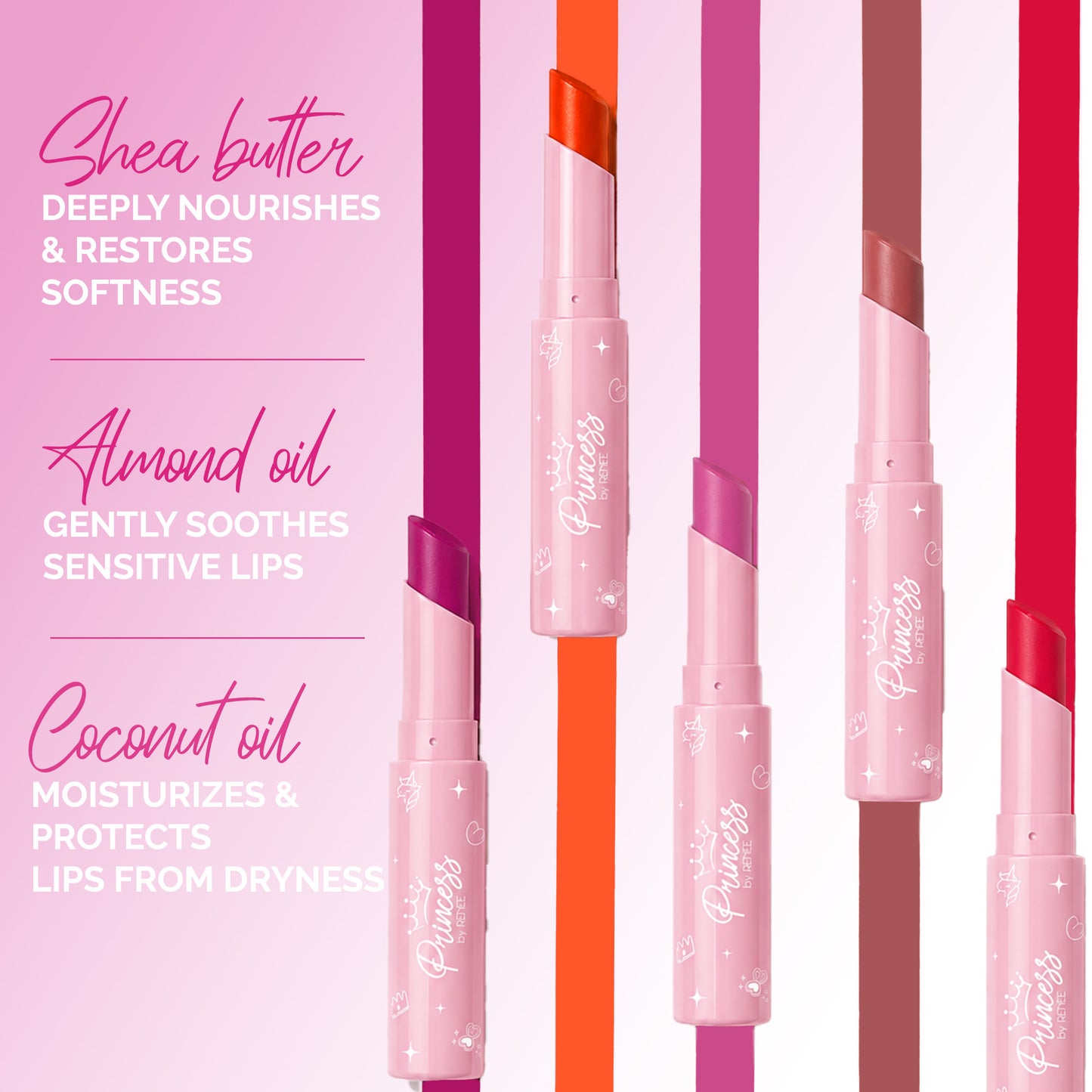 Lippieland Lipstick Set of 5 for Kids & Preteens by Princess by RENEE