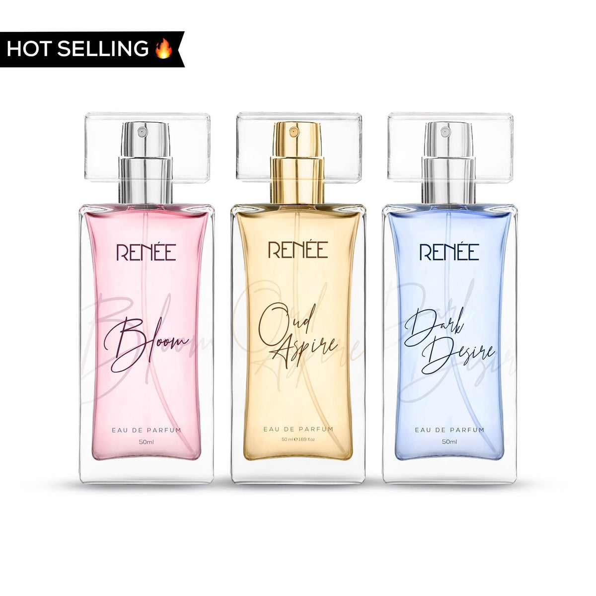 RENEE Eau De Parfum Premium Fragrance Set - Bloom, Dark Desire u0026 OUD  Aspire, 50ml each – Renee Cosmetics