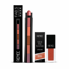 RENEE Fab 5 Nude 5-in-1 Lipstick & Oh Boy Brown Lip Gloss Combo - Renee Cosmetics