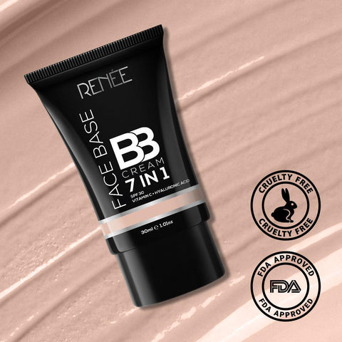 RENEE Face Base 7 in 1 BB Cream with SPF 30, Hyaluronic Acid & Vitamin C, 30ml - Renee Cosmetics