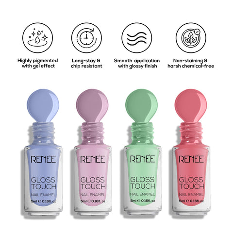 RENEE Gloss Touch Set of 4 Nail Enamels, 5ml each - Renee Cosmetics